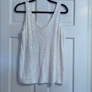 White J Crew Factory Sequence Tank Top